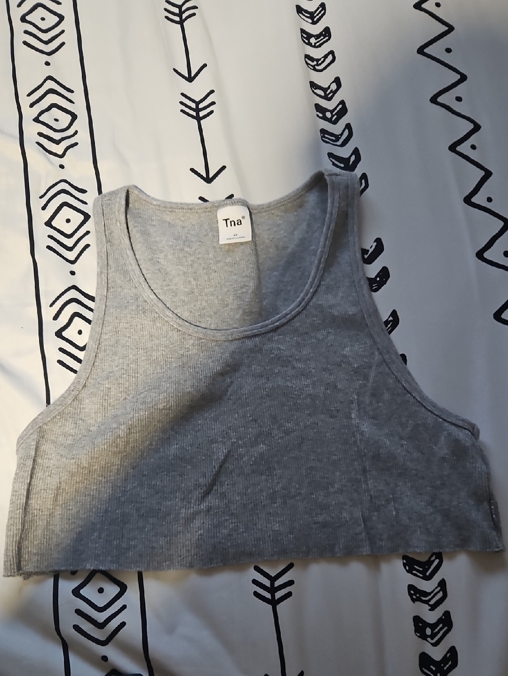 TNA Ribbed Gray Crop Tank